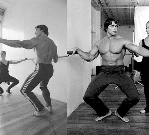 Schwarzenegger e seus músculos no balé