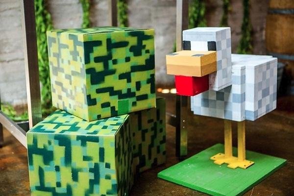 Casamento contou com esculturas de cenários e personagens do jogo Minecraft