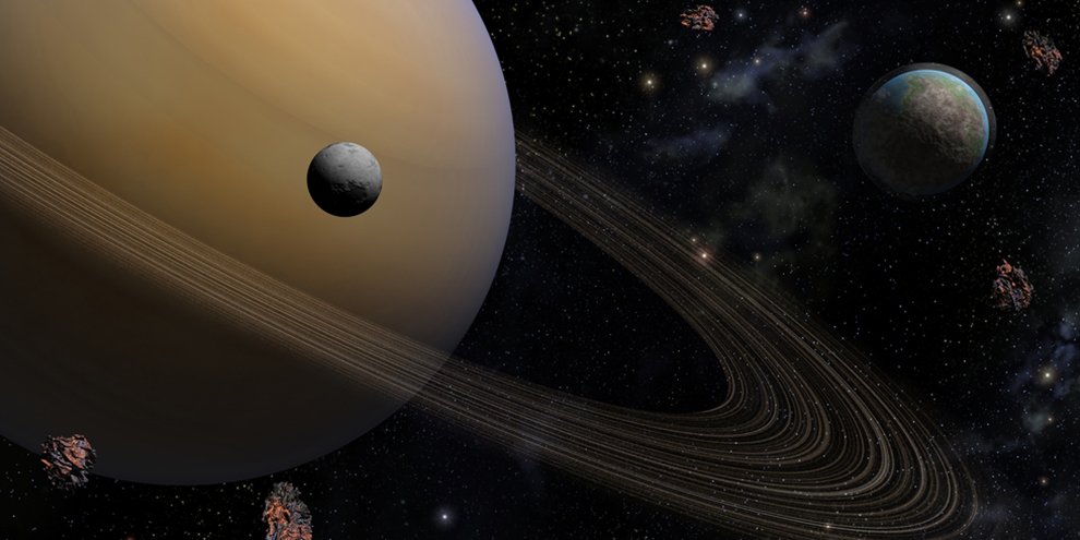 Resultado de imagem para Saturno e Lua Titan