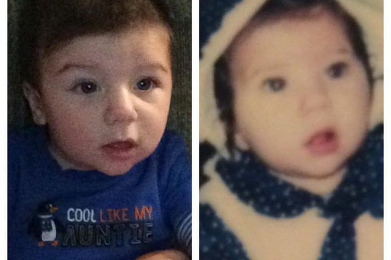 Filho e mãe, ambos também com cinco meses de idade