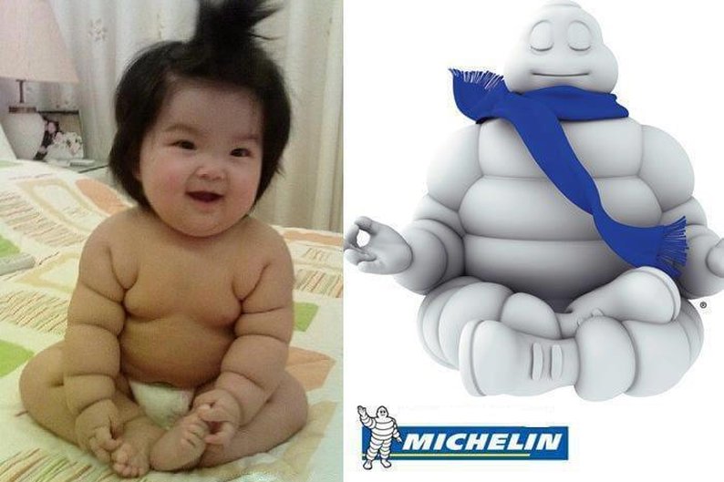 Bebê e boneco da Michelin