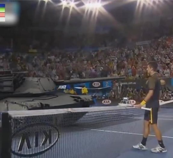 Djokovic joga tênis contra um tanque de guerra [vídeo]
