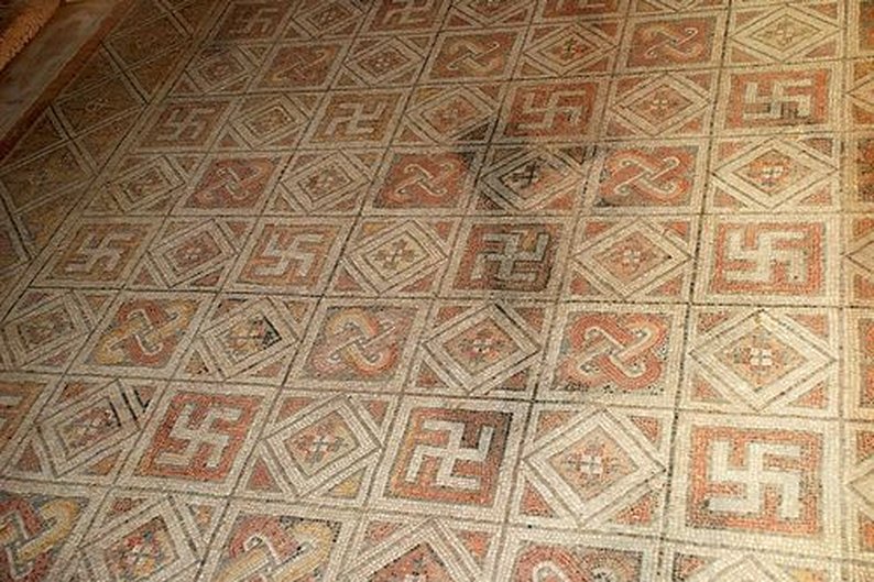 Mosaicos criados pelos antigos romanos em La Olmeda, na Espanha