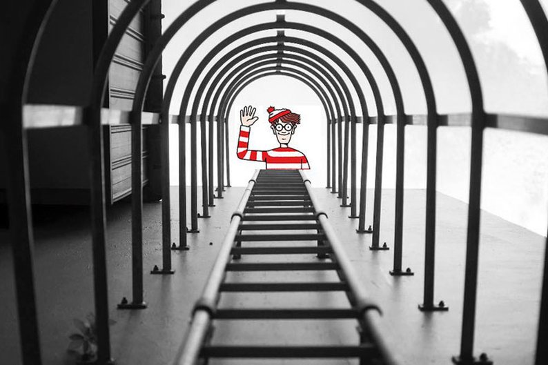 Yu Wei tirou a foto das escadas e não esperava registrar o Waldo