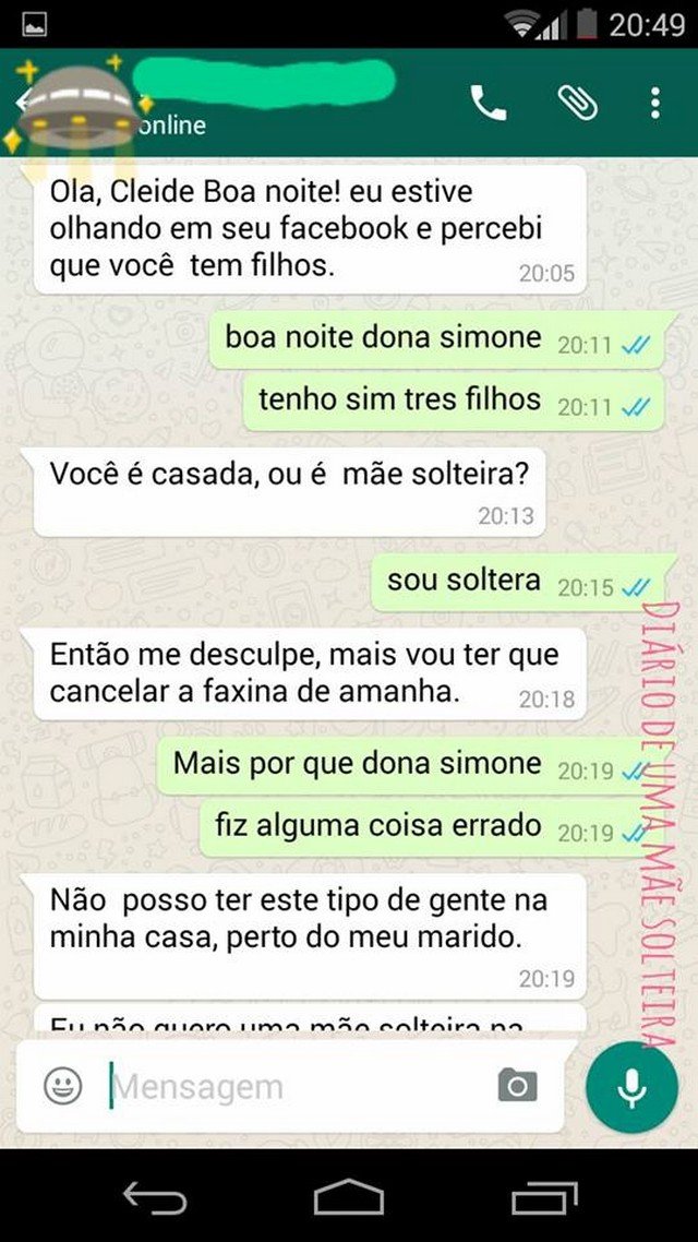 Por ter filhos e não ser casada, mulher perde emprego via WhatsApp