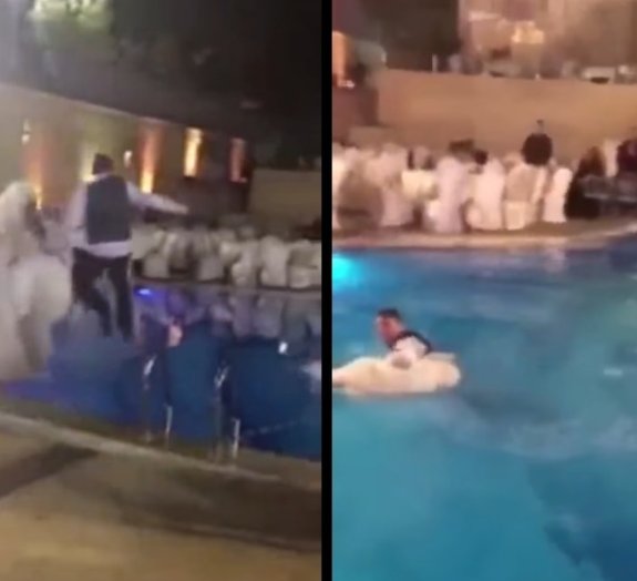Olha o perigo! Este vídeo mostra porque noivas NÃO DEVEM pular em piscinas