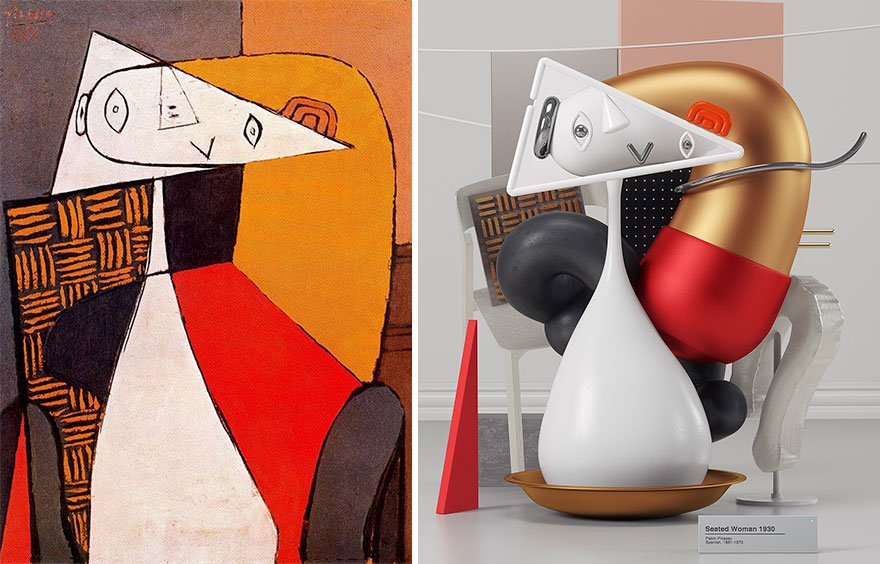 Artista transforma obras de Picasso em incríveis esculturas em 3D