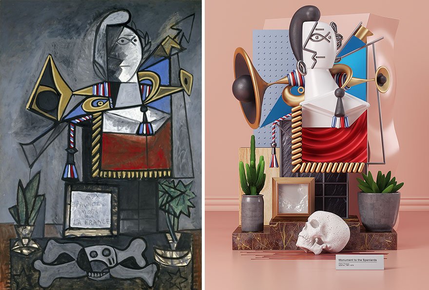 Artista transforma obras de Picasso em incríveis esculturas em 3D