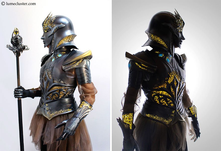 Artista cria armadura medieval móvel e iluminada com impressora 3D