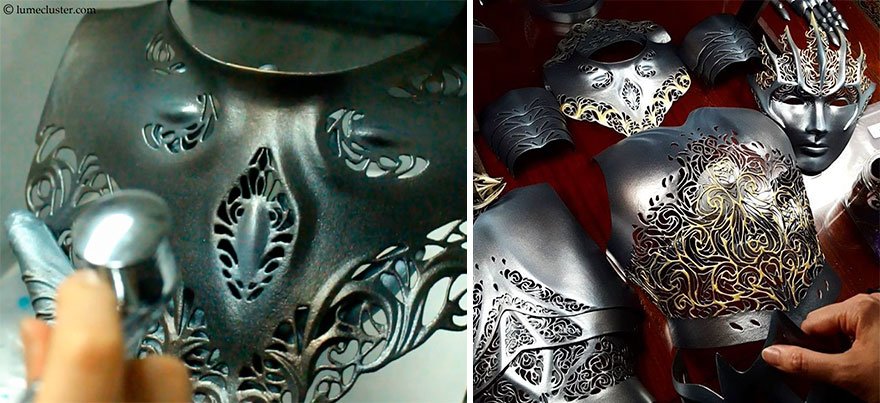 Artista cria armadura medieval móvel e iluminada com impressora 3D