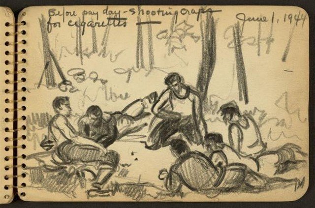 Os desenhos feitos por um soldado que esteve na Segunda Guerra Mundial