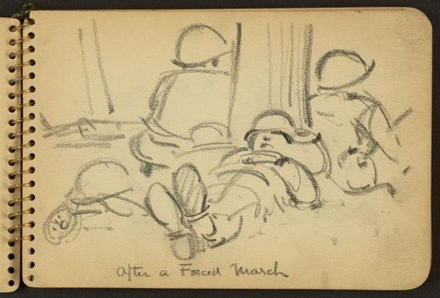 Os desenhos feitos por um soldado que esteve na Segunda Guerra Mundial