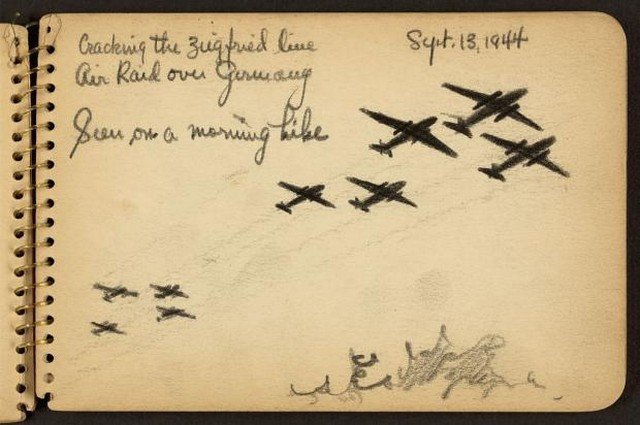 Os desenhos feitos por um soldado que esteve na Segunda Guerra Mundial