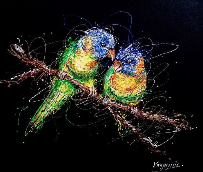 pássaros voando coloridos