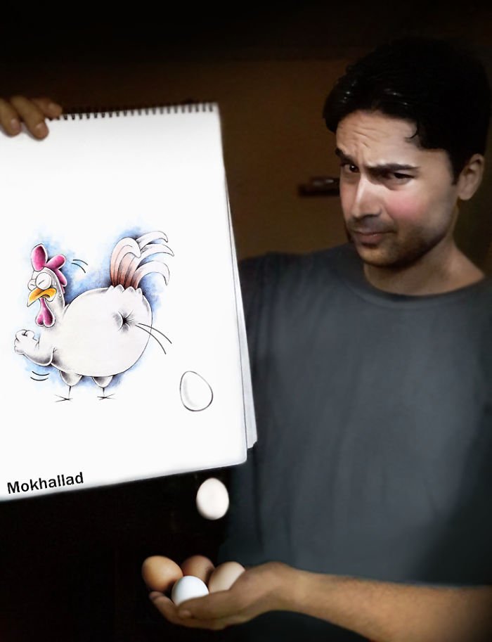 Este cara combina desenhos com realidade de um jeito incrível