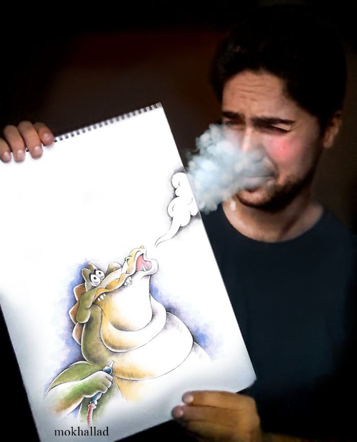 Este cara combina desenhos com realidade de um jeito incrível