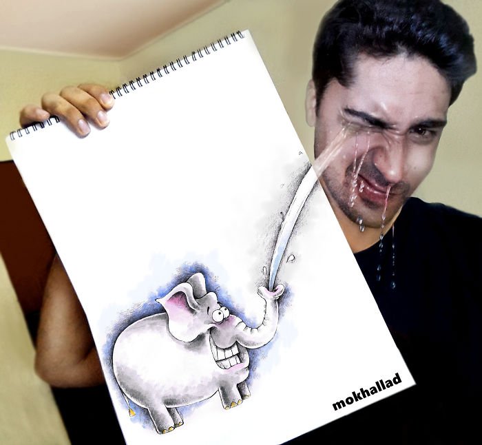 Este cara combina desenhos com realidade de um jeito incrível