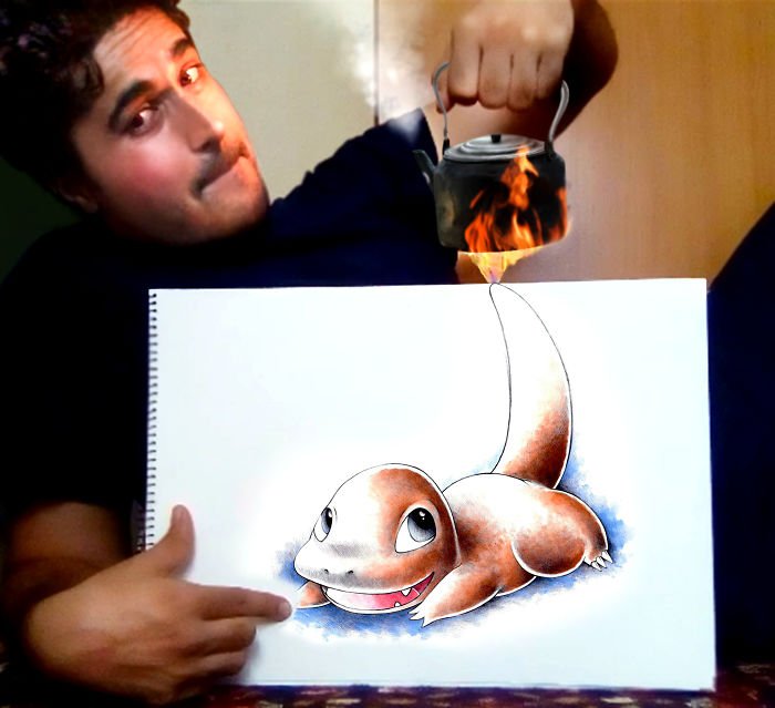 Este cara combina desenhos com realidade de um jeito incrível