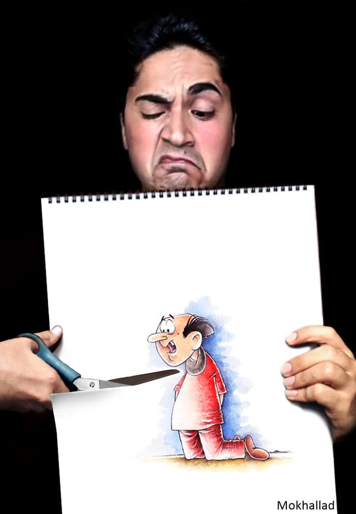 Este cara combina desenhos com realidade de um jeito incrível