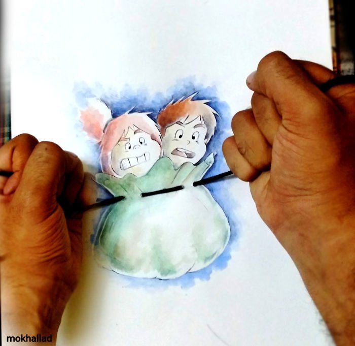 Este cara combina desenhos com realidade de um jeito incrível