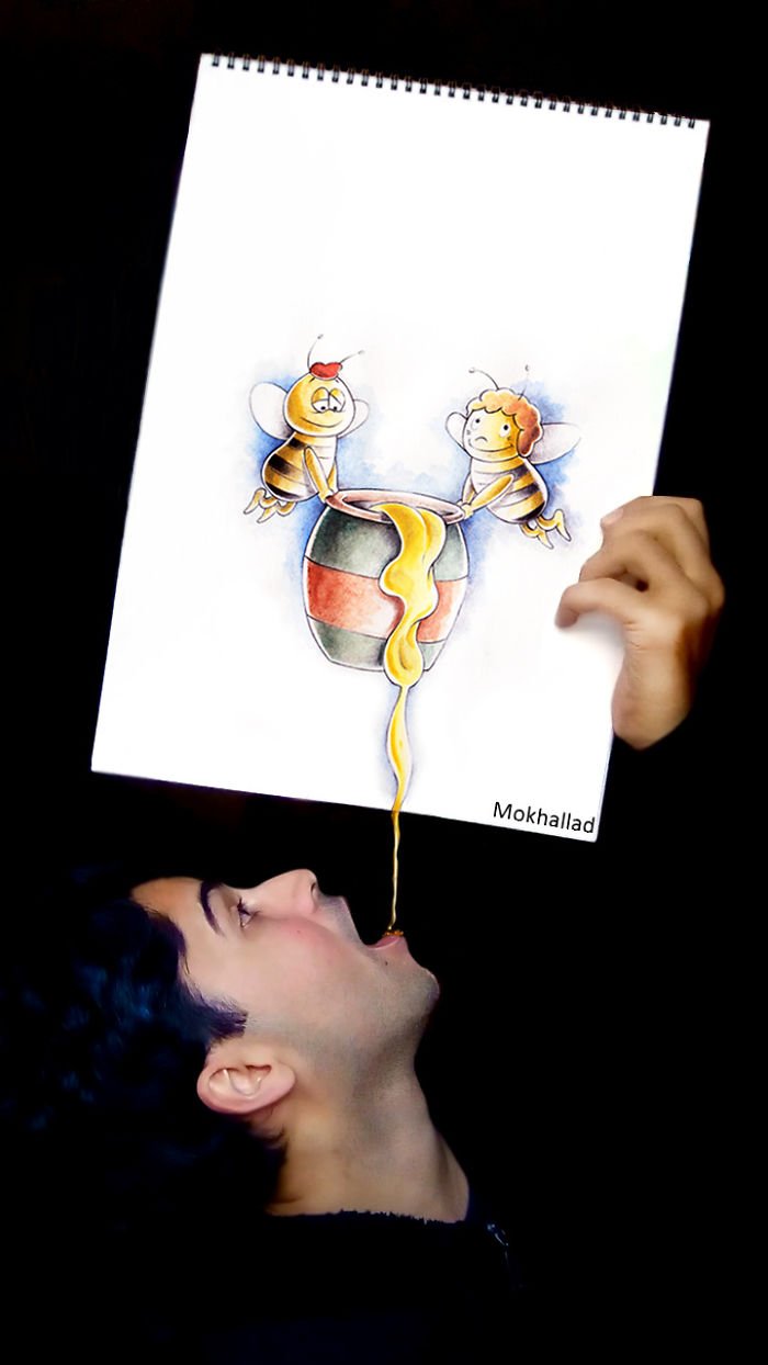 Este cara combina desenhos com realidade de um jeito incrível