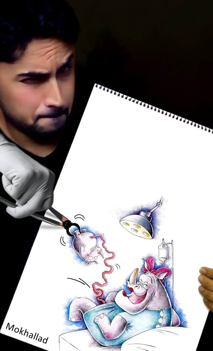 Este cara combina desenhos com realidade de um jeito incrível