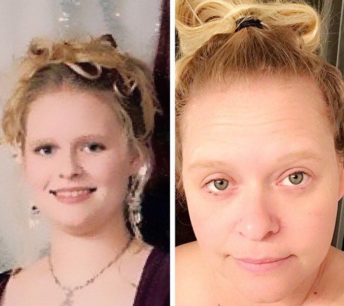 Internautas estão postando fotos de antes/depois de se tornarem pais e mães