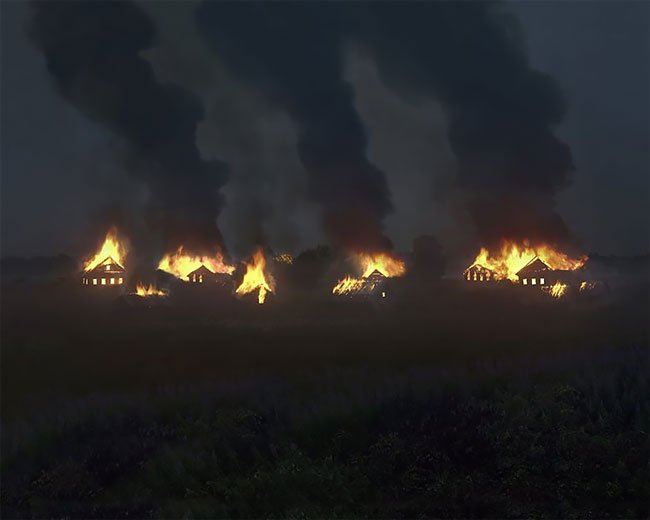 Incêndio em vilarejo 