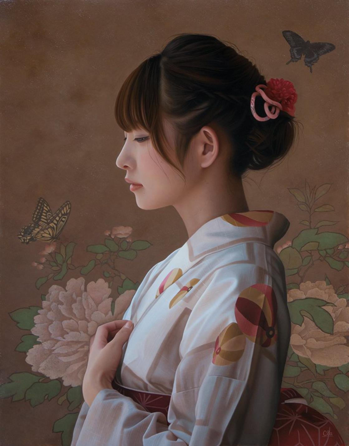 Jovem japonesa de kimono