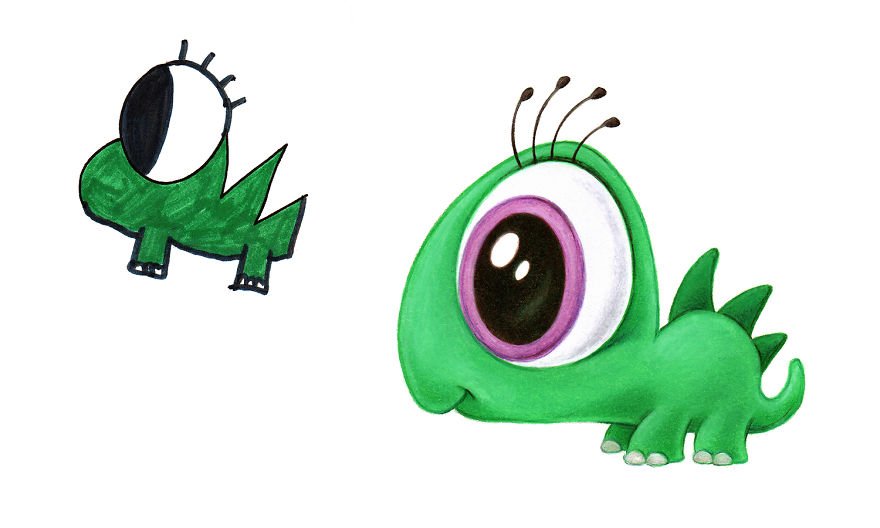 Ilustrador recria monstros desenhados por crianças