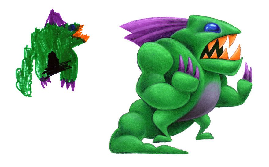 Ilustrador recria monstros desenhados por crianças