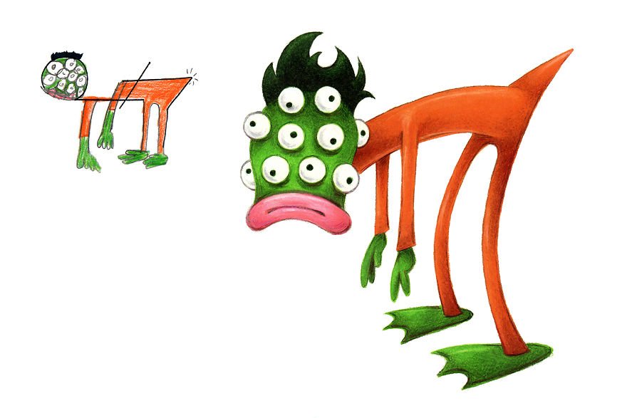 Ilustrador recria monstros desenhados por crianças
