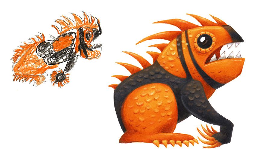 Ilustrador recria monstros desenhados por crianças