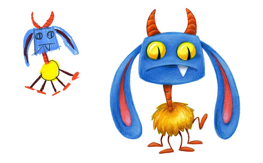 Ilustrador recria monstros desenhados por crianças