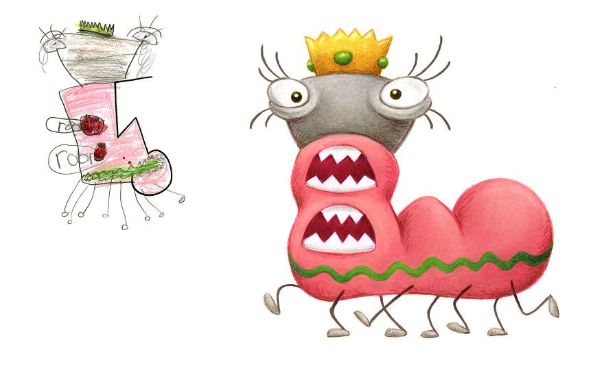 Ilustrador recria monstros desenhados por crianças