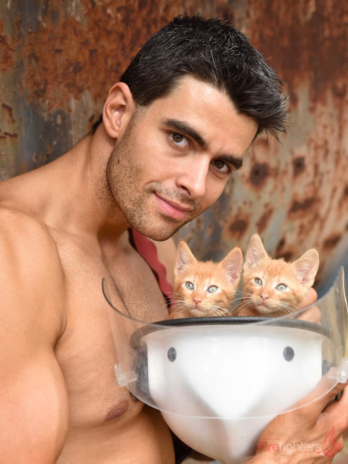 Este calendário de bombeiros com bichinhos é sensual e fofo ao mesmo tempo