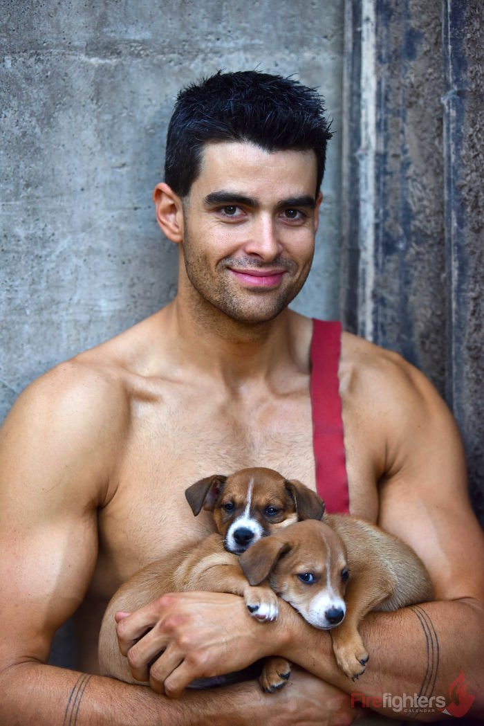 Este calendário de bombeiros com bichinhos é sensual e fofo ao mesmo tempo