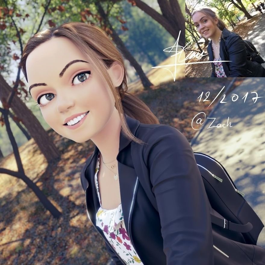 Artista continua transformando fotos de estranhos em personagens de desenho