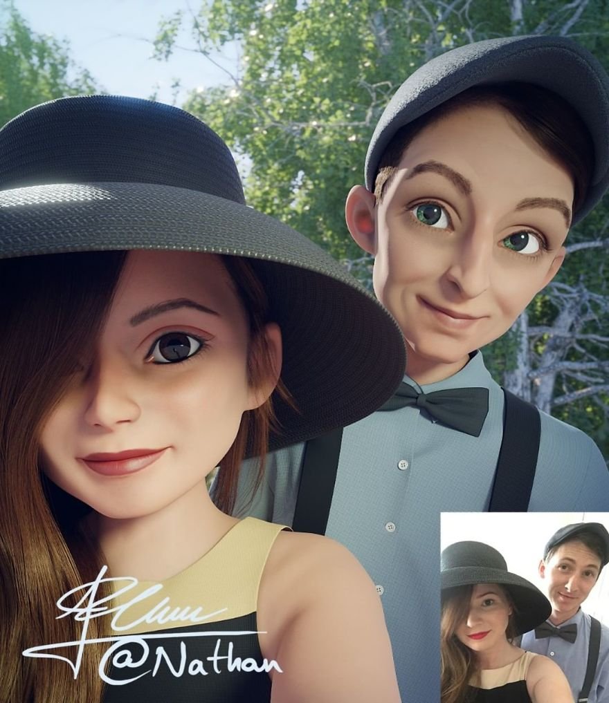 Artista continua transformando fotos de estranhos em personagens de desenho