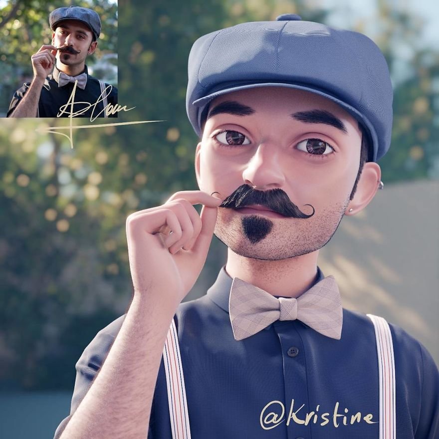 Artista continua transformando fotos de estranhos em personagens de desenho