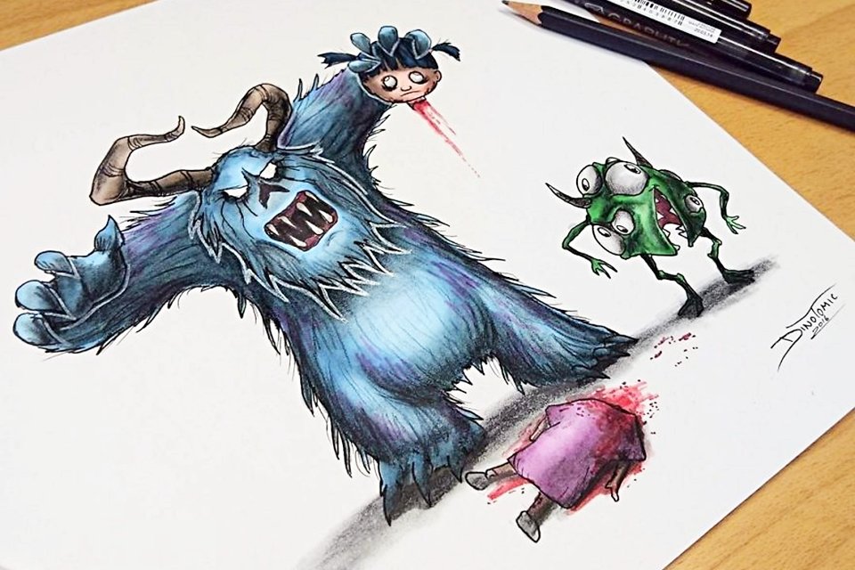 Imagem de Ilustrador recria personagens e os transforma em criaturas assustadoras no megacurioso