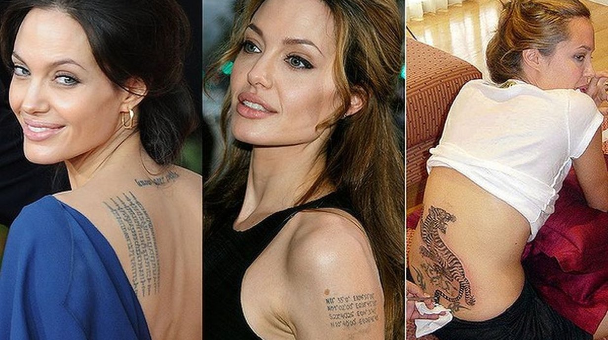 Conheça o significado de 17 tatuagens da Angelina Jolie - Mega Curioso