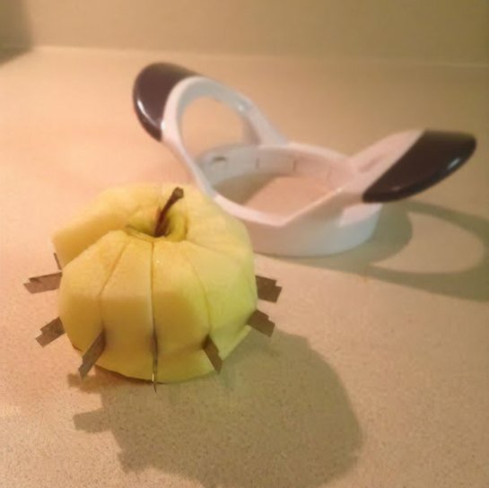 Fatiador de maçã quebrado
