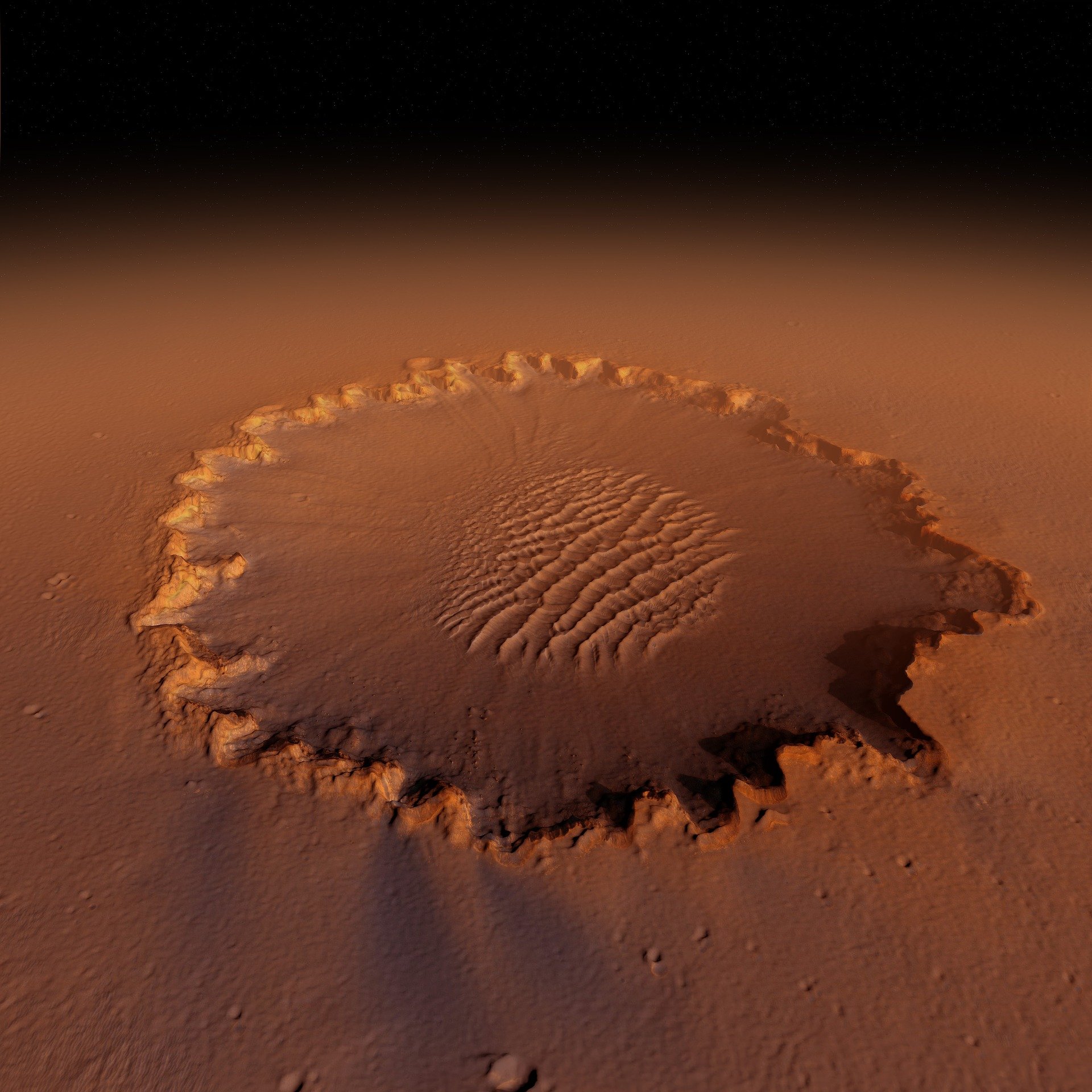 Cratera ao norte de Marte teria abrigado oceano