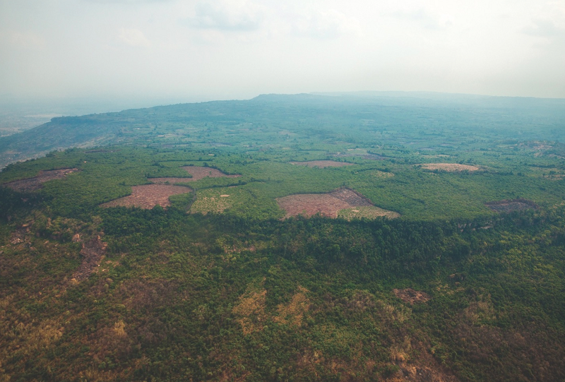 vista aérea da selva cambojana