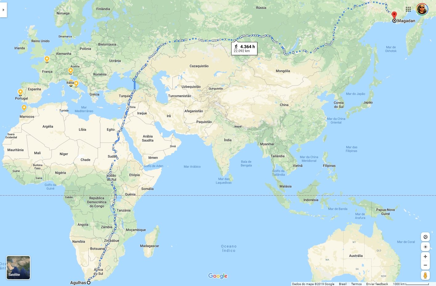 Qual a maior caminhada do mundo pelo Google Maps? 