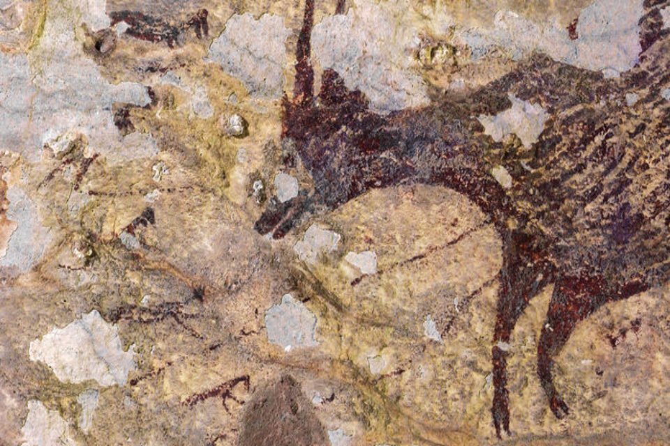 Imagem de Arte rupestre mais antiga do mundo exibe episódio de caça no megacurioso