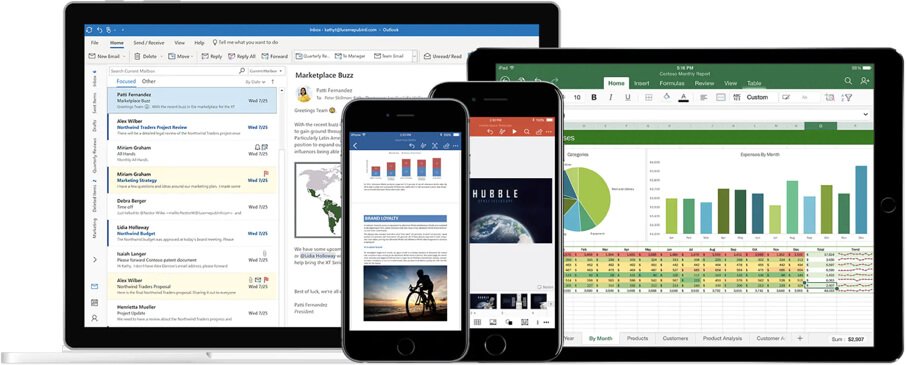Office 365 Home & Business pode ser usado em diferentes dispositivos