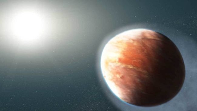 Concepção artística do exoplaneta. (Fonte: NASA, ESA e J. Olmsted (STScI))