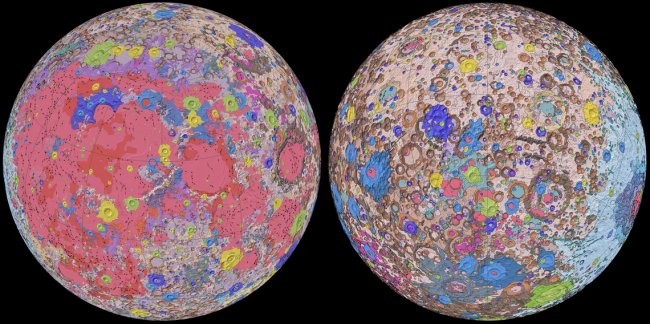 Novo mapa geológico da Lua. (Fonte: SPACE/ NASA/ USGS/ GSFC)